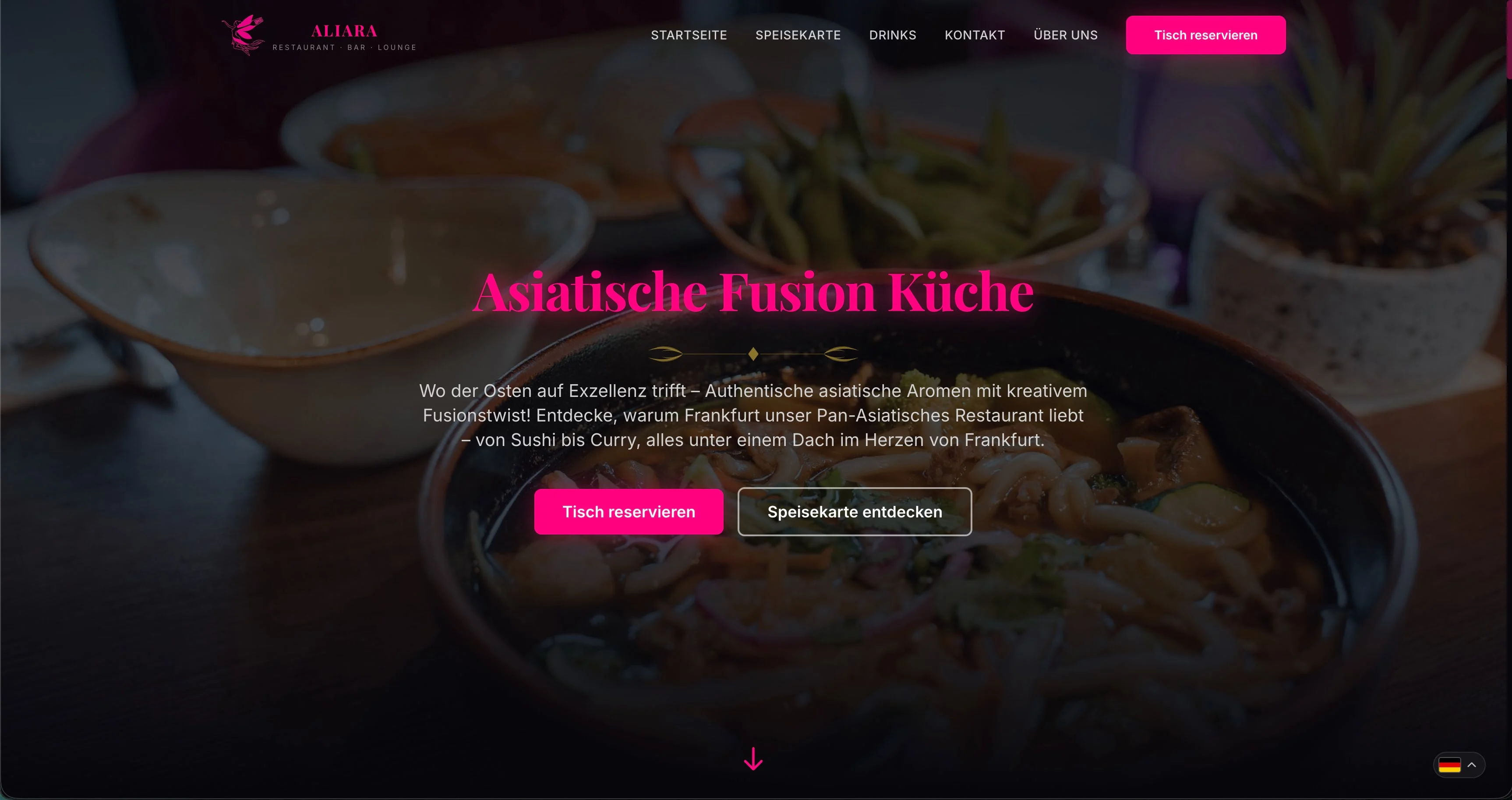 Webdesign-Referenz von NEST Integral: Aliara Restaurant